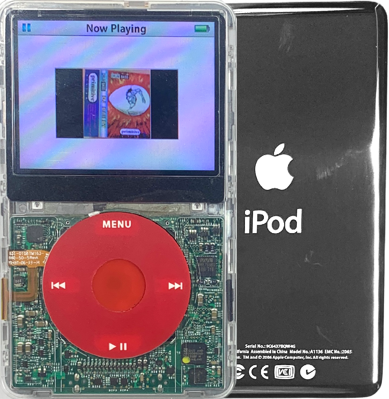 New Apple iPod Video Classic 5th & 5.5 Enhanced Transparent / Red / Red