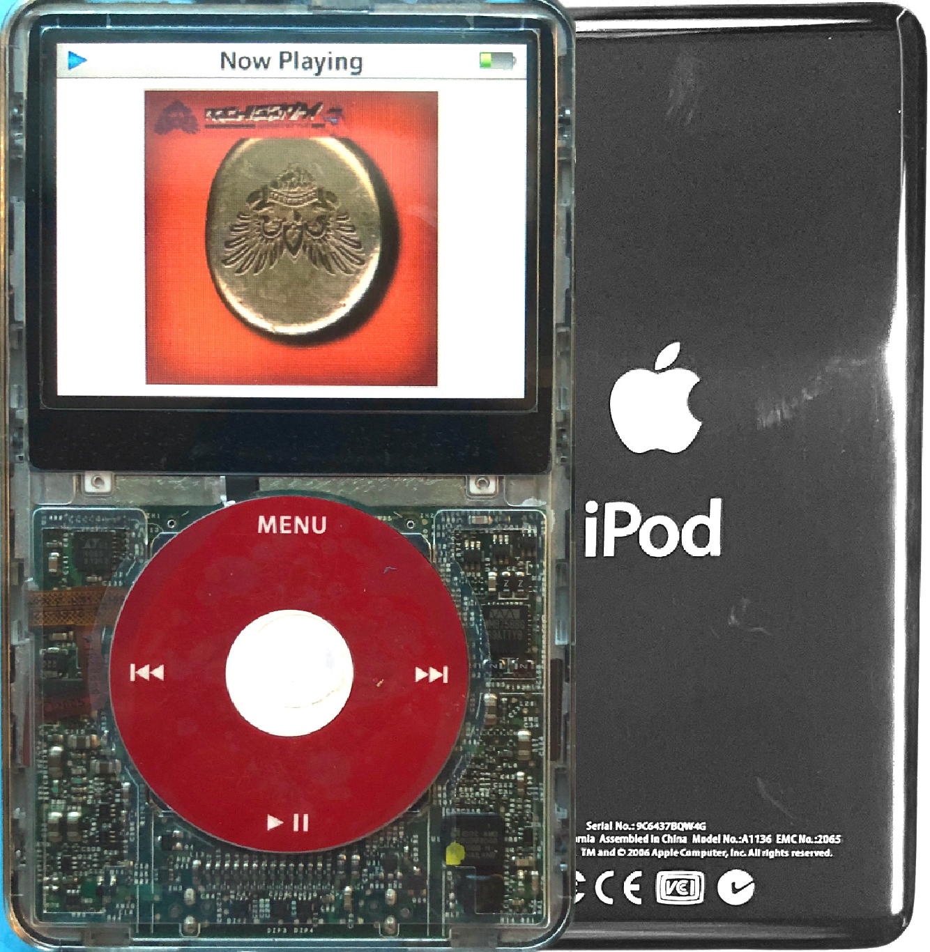 New Apple iPod Video Classic 5th & 5.5 Enhanced Transparent / Red / White