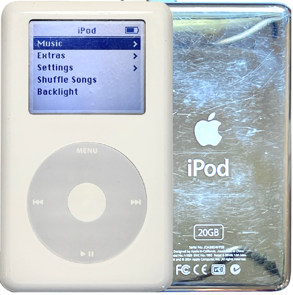 Apple iPod Classic 4th Generation Monochrome 20GB 40GB White Refurbished New Battery 1200mah