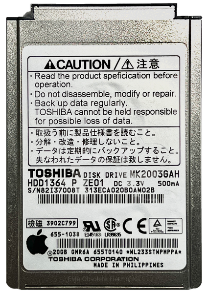 20GB Toshiba MK2003GAH Thick 50-Pin IDE HDD Hard Drive for Apple