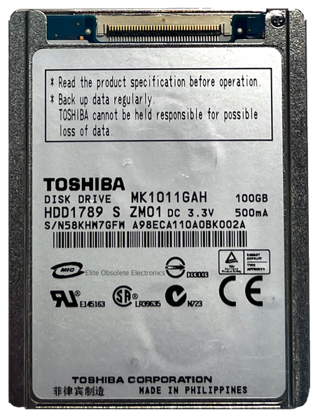Toshiba MK1011GAH 100GB HDD Hard Drive Thick for Apple iPod Video & Classic