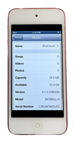 Refurbished Apple iPod Touch 5th Generation 32GB Pink Rare iOS 6.1.3 New Battery