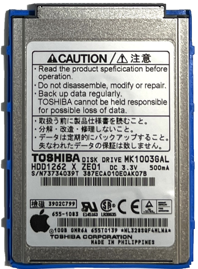 10GB Toshiba MK1003GAL 50-Pin IDE Thin HDD Hard Drive for Apple iPod Classic 1st & 2nd Generation