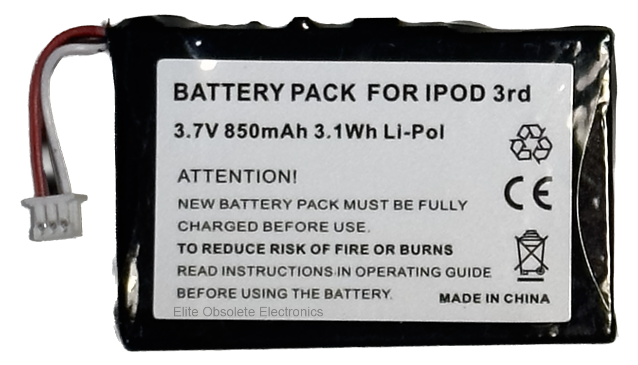 850mah Li-Poly Replacement Battery for Apple iPod Classic 3rd Generation