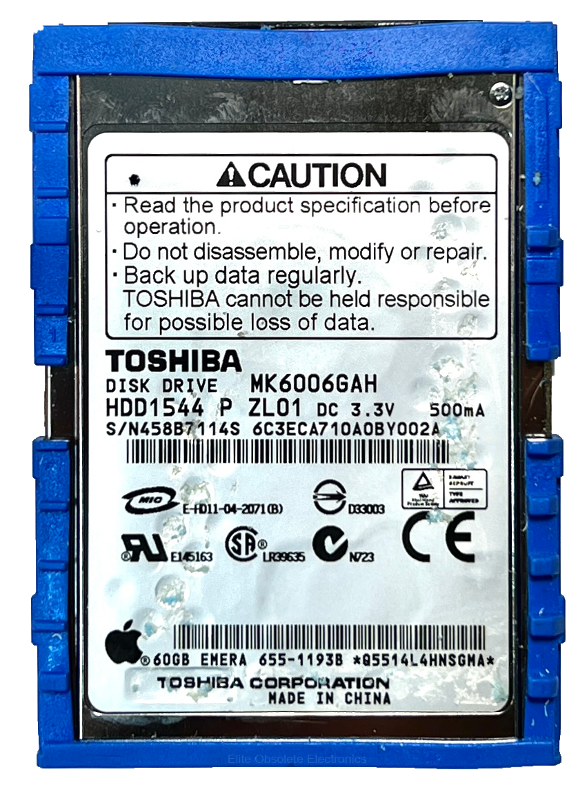 60GB Toshiba MK6006GAH 50-Pin IDE Thick HDD Hard Drive for Apple iPod Classic 4th Monochrome / Photo